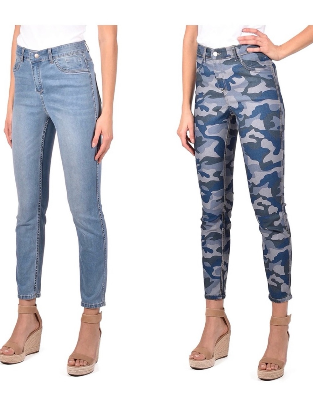 Women’s reversible Blue Camo Stretch Jeans